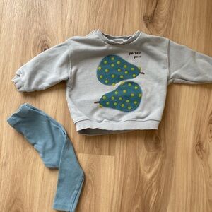 Zara Kids Gray blue and Blue Matching Set
